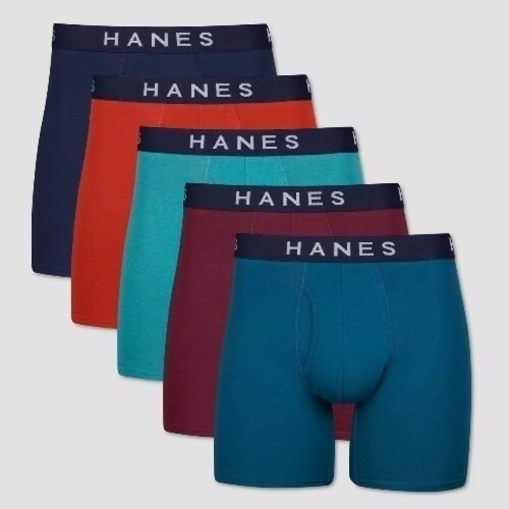 Hanes Premium Blue/Maroon/Orange Mens Boxer Briefs 5pk‎ Size Small